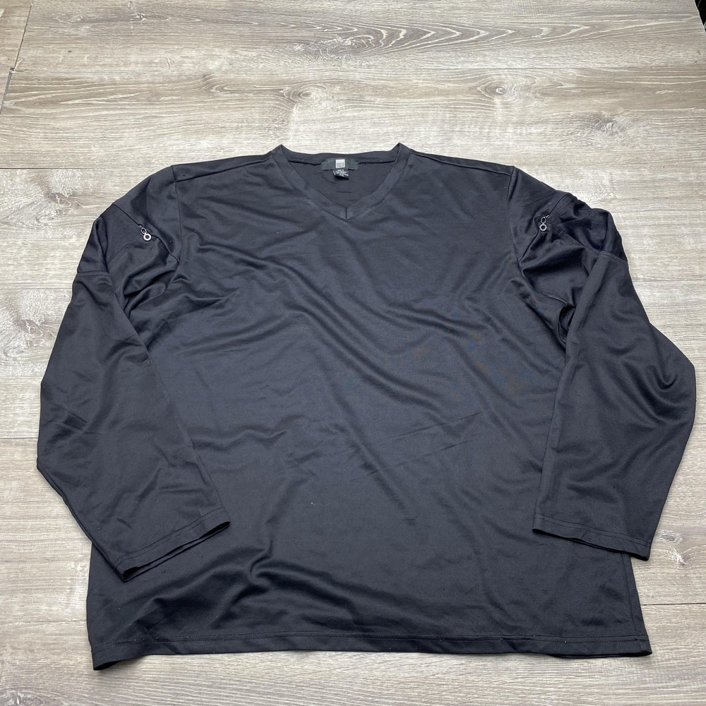 Marithe Francois Girbaud Sweatshirt Mens 2XL Black V-Neck Zip Sleeve‎ Stretch